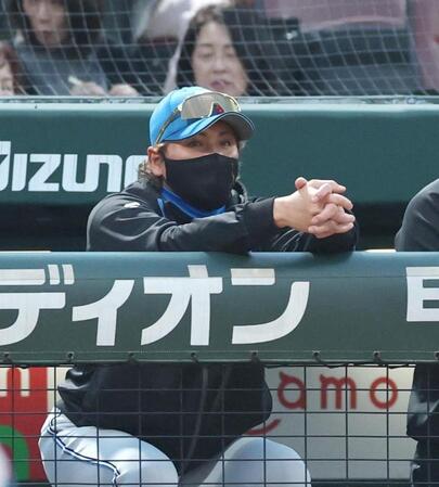 ４回の攻撃をベンチから見る新庄監督（撮影・北村雅宏）