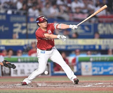 ３回、キャッチャーゴロに倒れた浅村（撮影・開出牧）