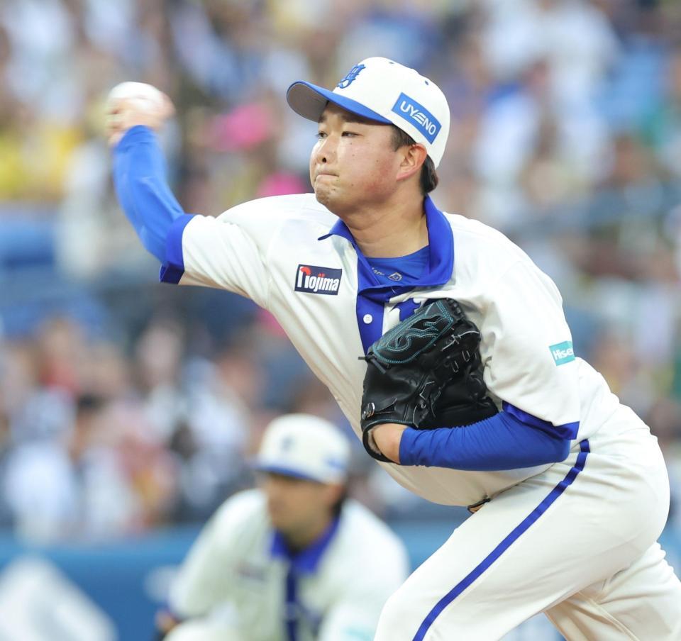 阪神戦に先発する石田裕（撮影・西岡正）