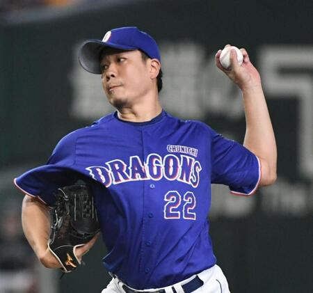 巨人打線を相手に力投する大野（撮影・佐藤厚）