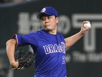 巨人打線を相手に力投する大野（撮影・佐藤厚）