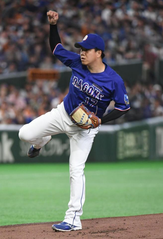 巨人打線を相手に力投する中日・柳裕也＝東京ドーム（撮影・佐藤厚）