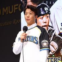 「ＦＩＧＨＴＥＲＳ　ＬＥＧＥＮＤＳ　ＧＡＭＥ」開催の記者発表会見で話す鶴岡慎也氏（撮影・中島達哉）