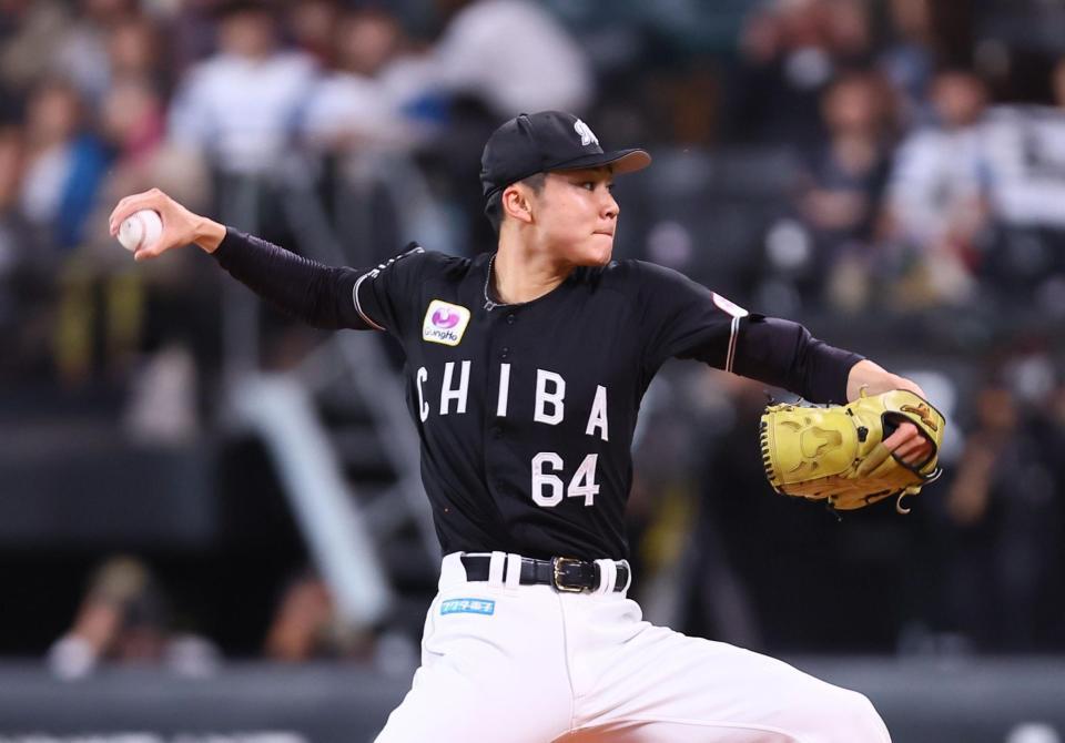 日本ハム戦に先発するロッテ・広池康志郎＝エスコンフィールド北海道（撮影・中島達哉）