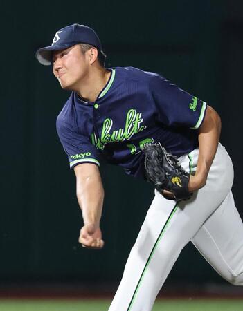 ６回、力投する奥川