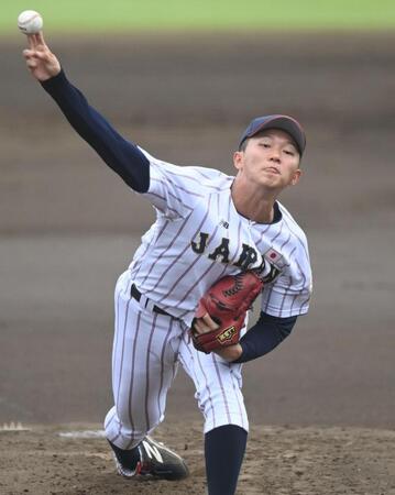 ＥＮＥＯＳ相手に３回１安打無失点の好投を見せた侍ジャパン大学代表・鈴木泰成（撮影・開出牧）