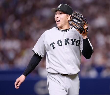 ７回に登板、１イニングを三者凡退に抑えた大勢