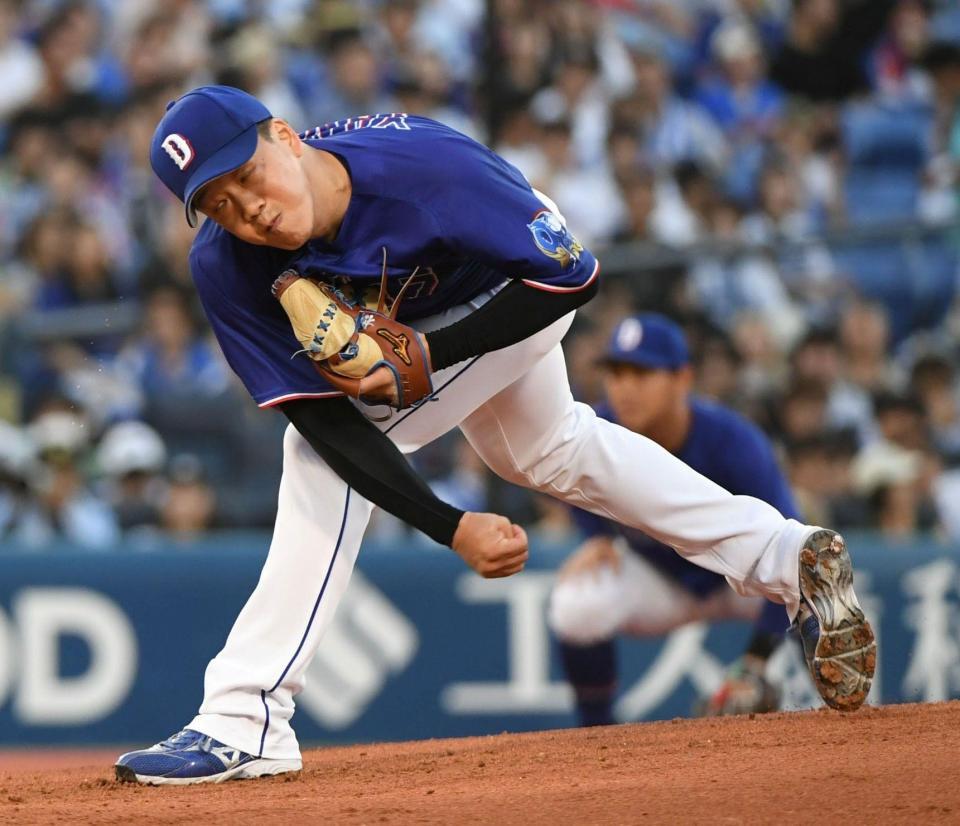 ＤｅＮＡ打線に立ち向かう柳（撮影・佐藤厚）