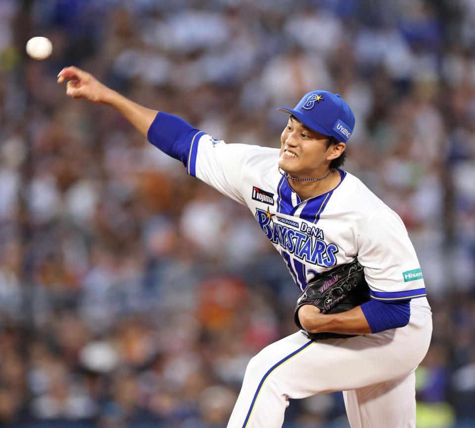 力投する先発の藤浪（撮影・伊藤笙子）