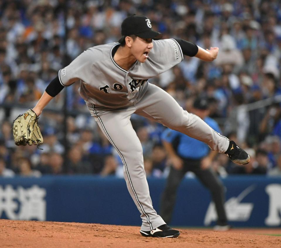 ＤｅＮＡ打線を相手に力投する井上（撮影・佐藤厚）