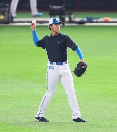 一軍に合流した柴田（撮影・中島達哉）