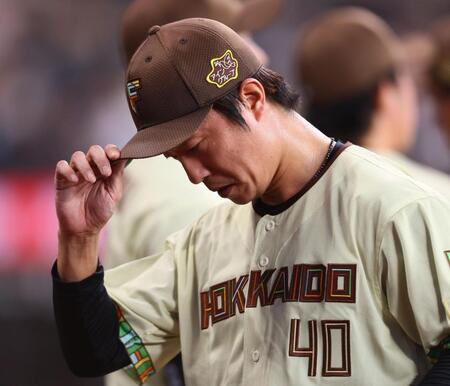 ９回途中で降板する島本（撮影・中島達哉）