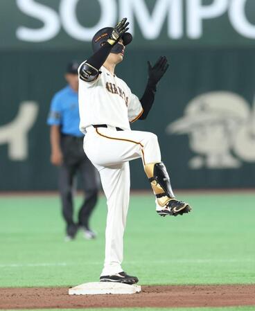 ４回、二塁打を放った山崎（撮影・金田祐二）