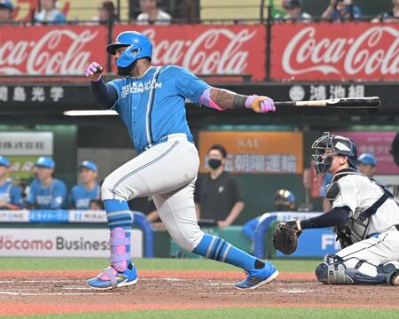 ２回、左前適時打を放つレイエス（撮影・持木克友）