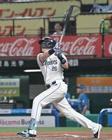 １０回、サヨナラホームランを放つネビン（撮影・持木克友）
