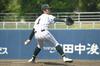 先発し力投する、箕面学園・保田雄世＝大阪シティ信用金庫スタジアム
