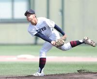 １回、力投する先発投手の関大北陽・大鶴颯音（撮影・中田匡峻）