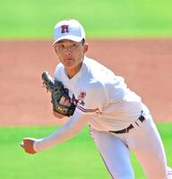 粘投する広陵・片寄翔伍（撮影・北村雅宏）