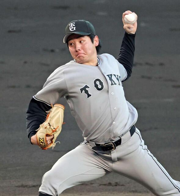 　６回を１失点に抑え、７勝目を挙げた竹丸（撮影・立川洋一郎）