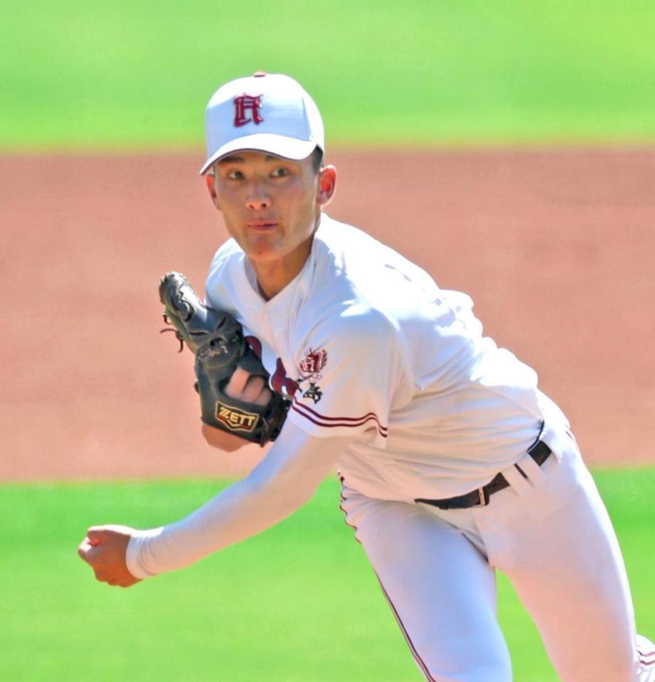 粘投する広陵・片寄翔伍（撮影・北村雅宏）