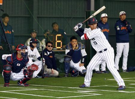 　ワールド・ベースボール・クラシックに出場した日本代表の練習で、投球間隔の時間を制限するため設置された「ピッチクロック」の表示＝２月、宮崎