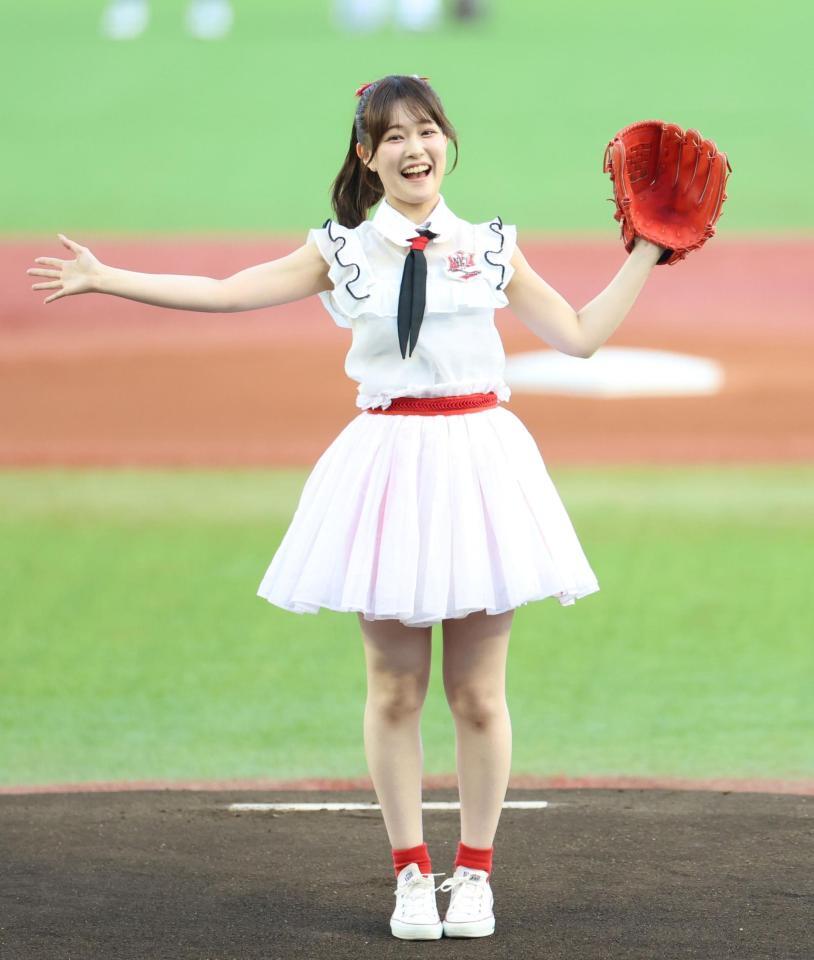 ２７日の始球式に登場したＮＧＴ４８・北村優羽（撮影・伊藤笙子）