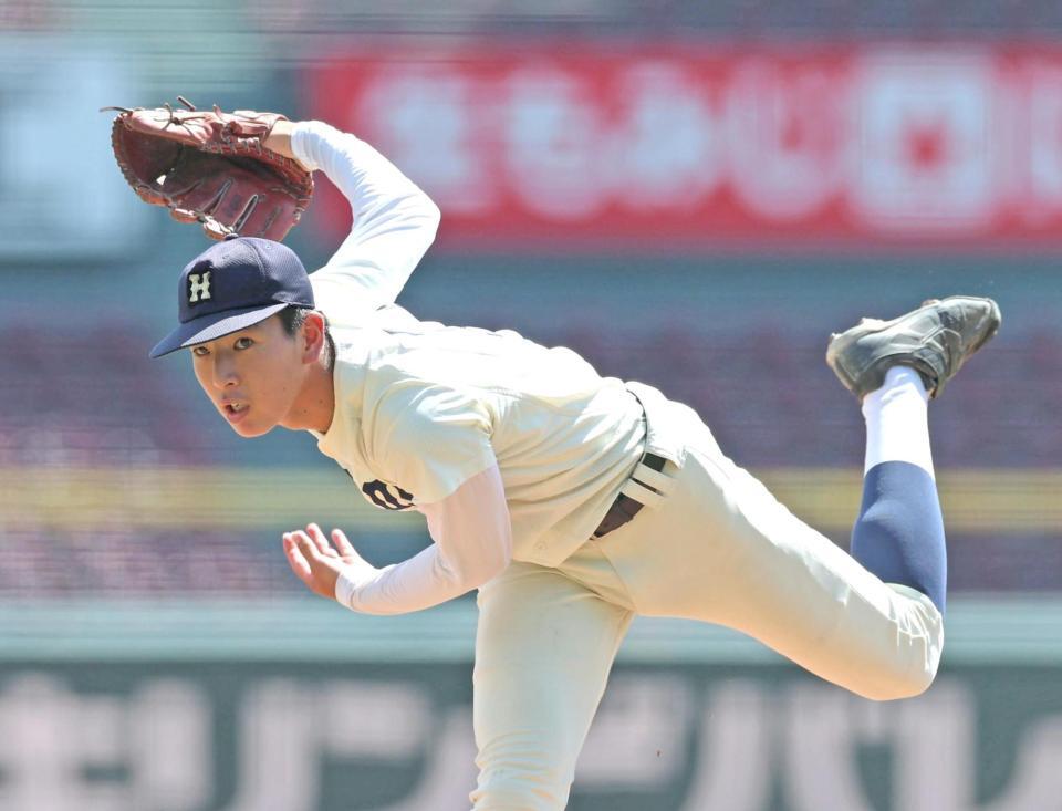 先発し力投する広島商・辻涼佑（撮影・北村雅宏）