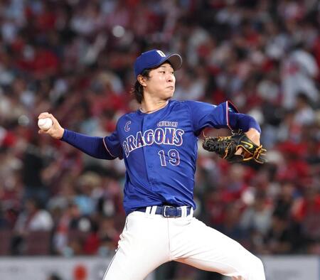 広島打線相手に力投する高橋宏（撮影・北村雅宏）