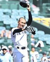 ２回、豊永に先制の中前適時打を打たれた八幡商・久保田（撮影・開出牧）