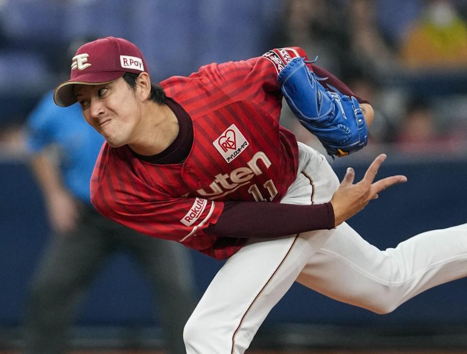 　７回１失点で３勝目を挙げた楽天・岸