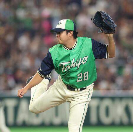 力投する松本健（撮影・金田祐二）
