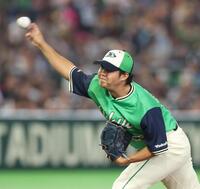 力投する松本健（撮影・金田祐二）