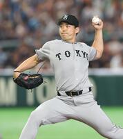 力投する小笠原（撮影・金田祐二）