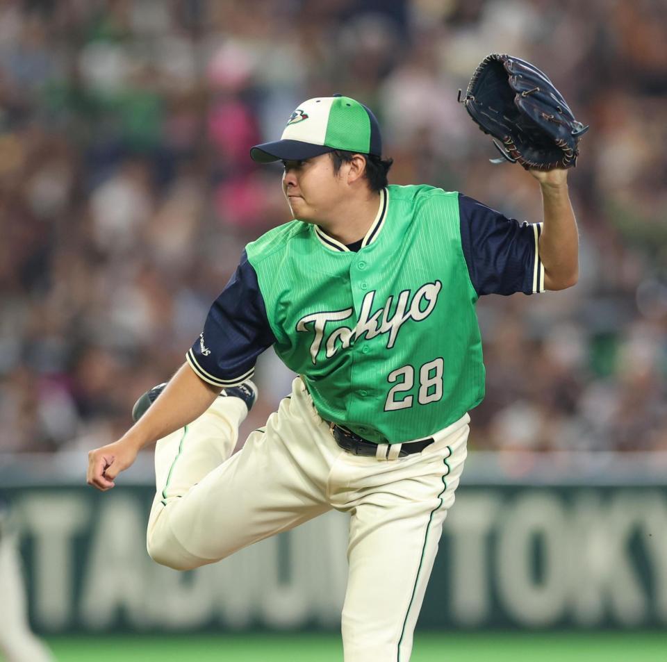 力投する松本健（撮影・金田祐二）