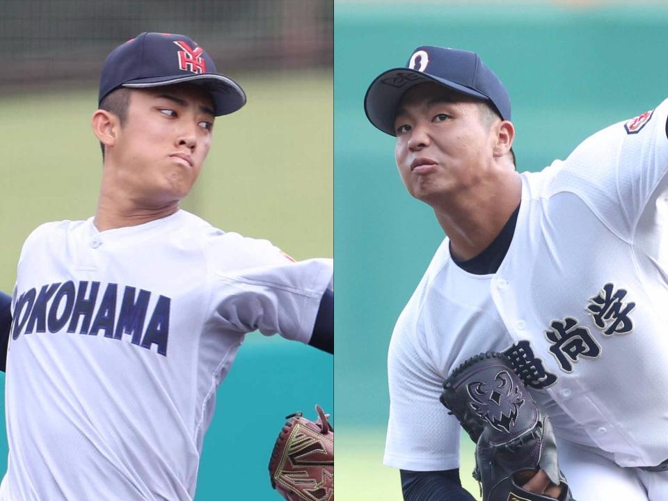横浜・織田翔希（左）と沖縄尚学・末吉良丞