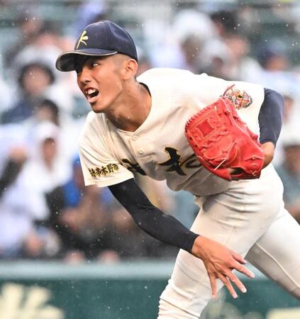 力投する神村学園・龍頭汰樹（撮影・高部洋祐）
