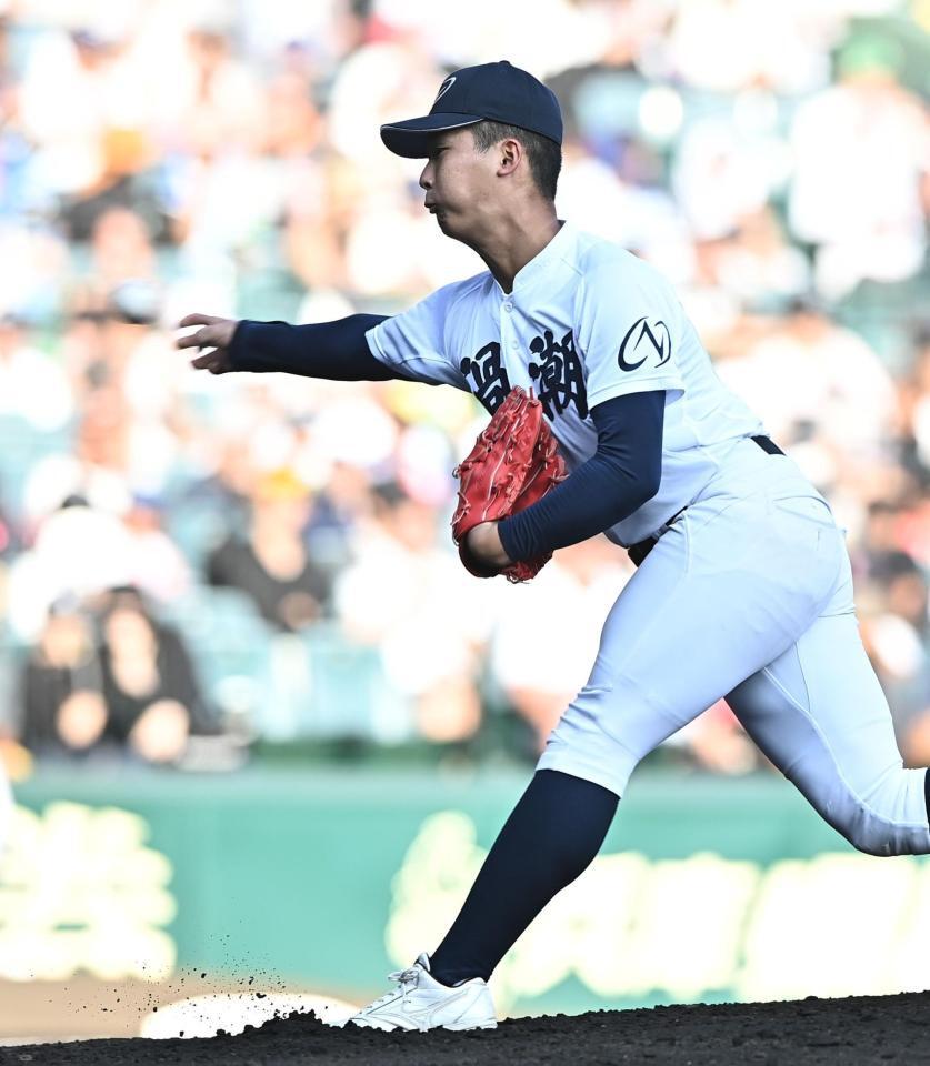 力投する鳴門渦潮・西村大輝（撮影・開出牧）