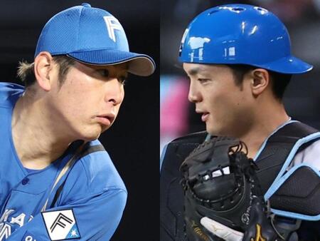日本ハム・加藤貴（左）、郡司