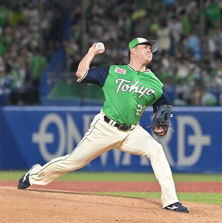 ５回無失点の力投を見せる松本健（撮影・持木克友）