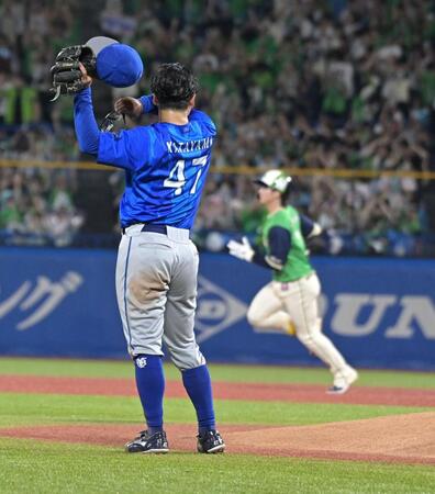 ３回、長岡に２点本塁打を打たれた片山（撮影・持木克友）
