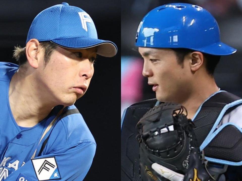 日本ハム・加藤貴（左）、郡司