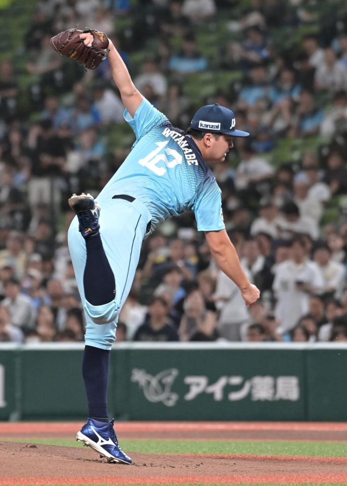 力投する渡辺（撮影・持木克友）