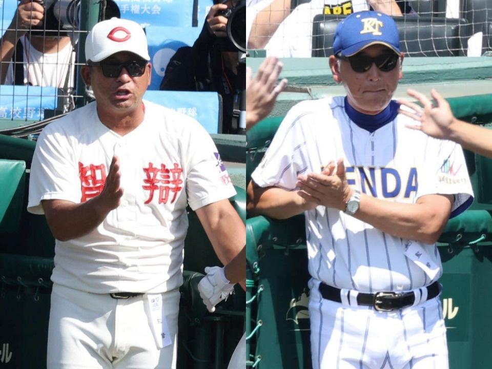 智弁和歌山・中谷仁監督（左）と健大高崎・青柳博文監督