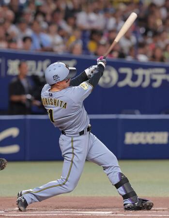 １回、二塁打を放つ森下（撮影・西田忠信）