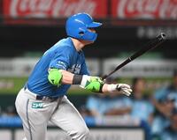 ３回、先制の中前適時打を放った清宮幸（撮影・園田高夫）