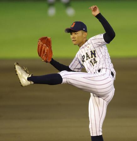 早大との練習試合に先発するＵ-１８日本代表・前田（撮影・西岡正）