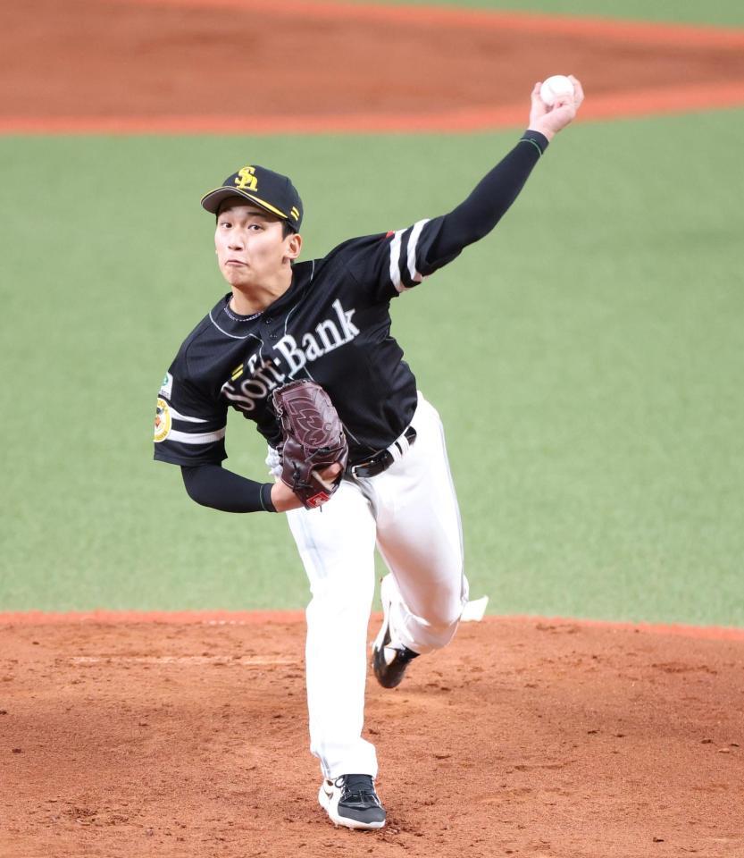 １回、力投する先発投手の前田悠（撮影・中田匡峻）