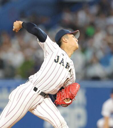 １５６キロを計測した織田翔希（撮影・佐々木彰尚）