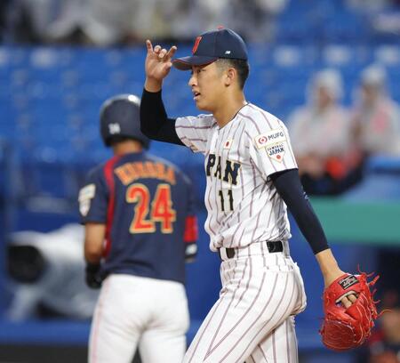 １回、渡部海に中越え適時三塁打を浴びた織田翔希（撮影・佐々木彰尚）