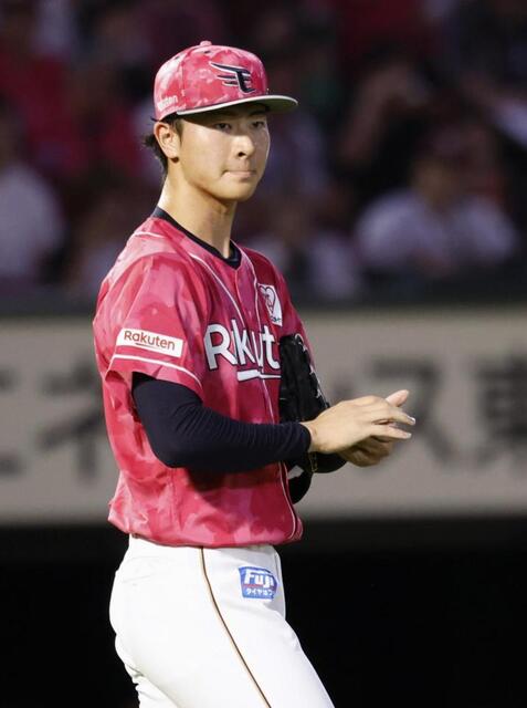 　１回、日本ハムに先制を許した楽天・古謝。10敗目を喫した＝楽天モバイルパーク